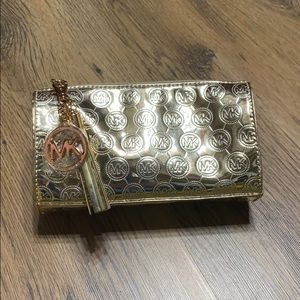 Michael Kors Gold Metallic Makeup Accessory Bag